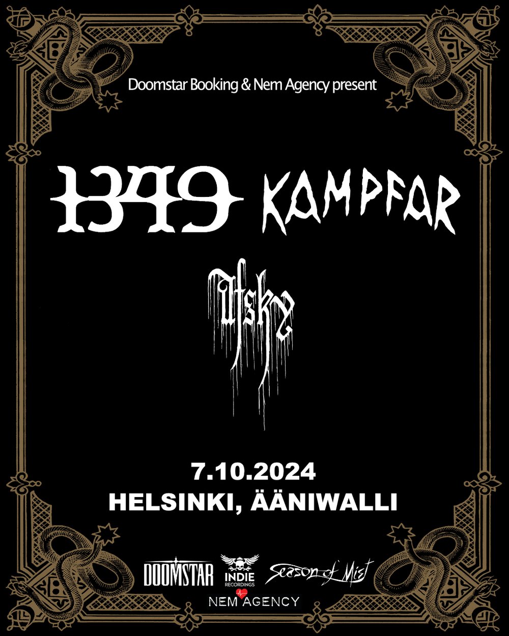 1349 (NOR), Kampfar (NOR), Afsky (DEN)